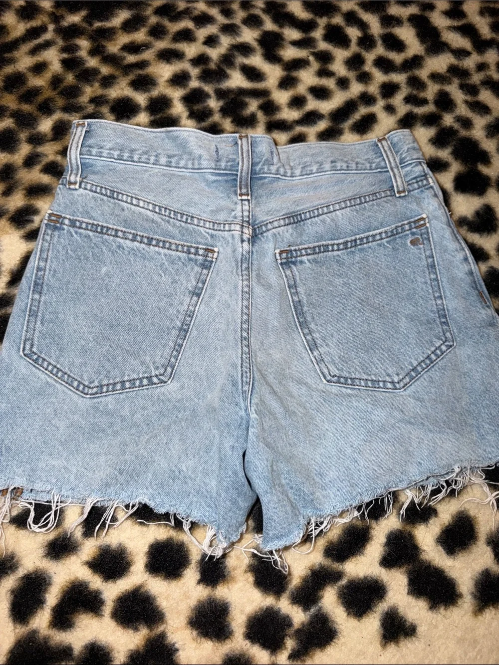 MADEWELL mom shorts Light Blue Distressed Denim Frayed Shorts
